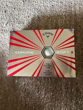 Callaway Chrome Soft X Golf Ball Box - Silver with Red Accents